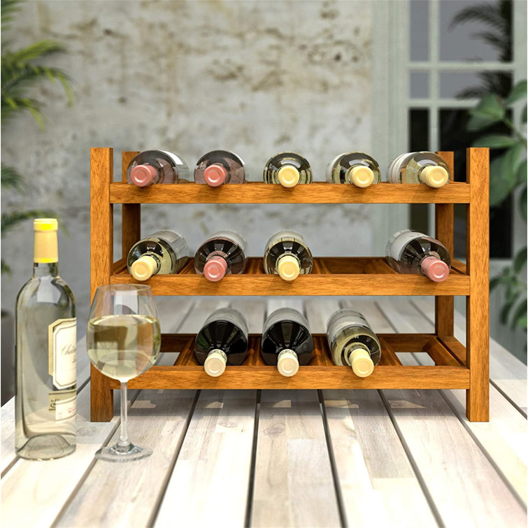 Belfry Kitchen Anley 15 Bottle Solid Wood Floor Wine Bottle Rack